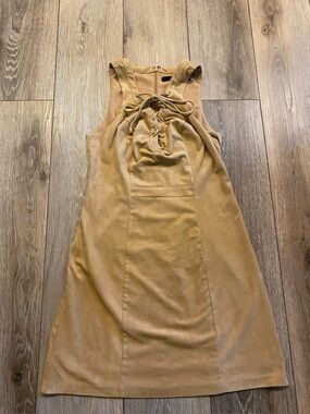 GUESS Los Angeles Tan Faux Suede Lace Up Mini Dress Sz 2 Western Boho